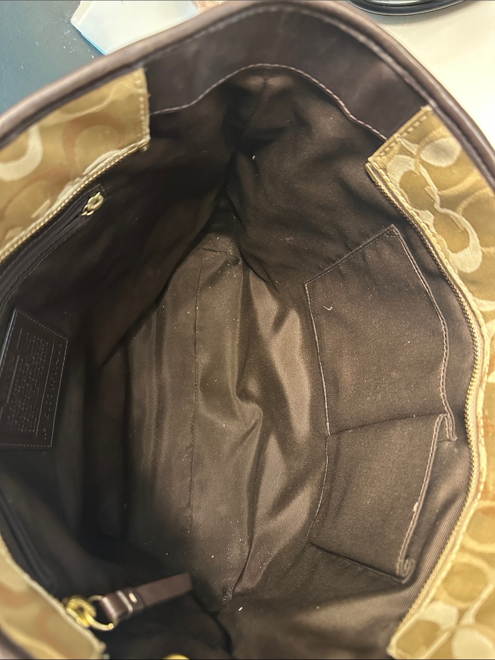 Coach Metallic Patchwork Tote in Brown and Gold - Picture 4 of 6